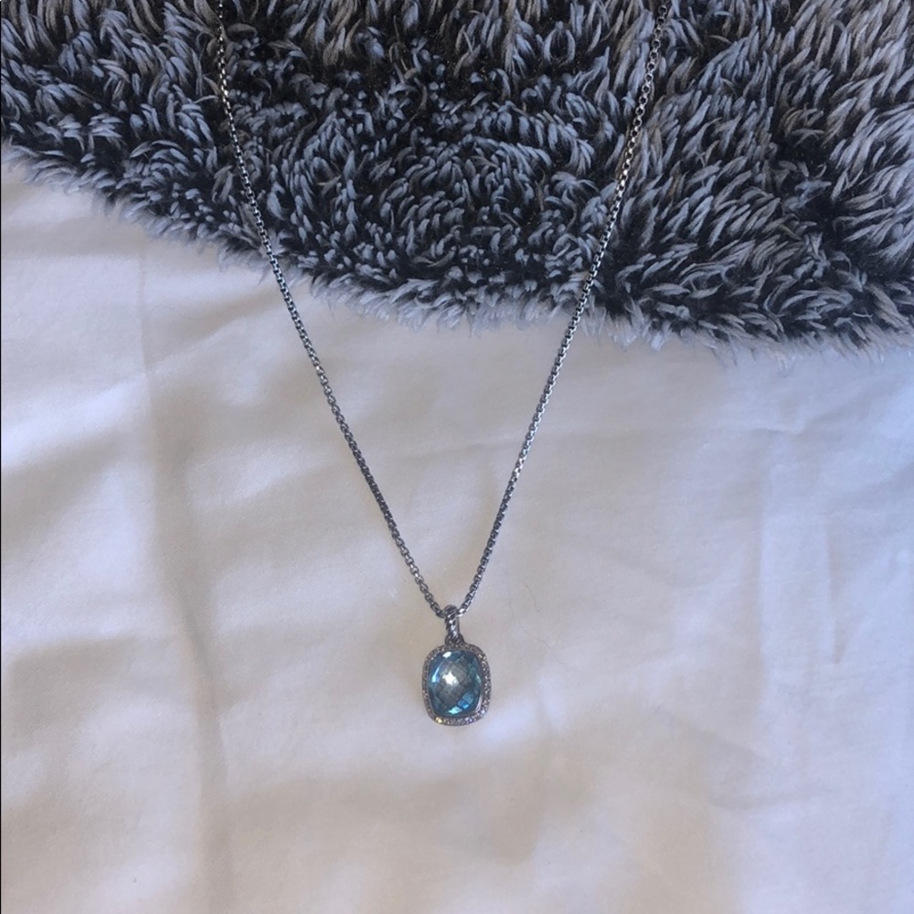 David Yurman Blue Topaz and Diamond Necklace